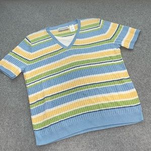 Y2K 90s Alfred Dunner Multicolored Top Shirt XL Petite Striped Academia Preppy